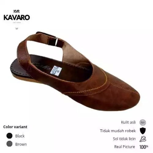Liana Sandal Kulit Tutong Tali Belakang - KAVARO LEATHER